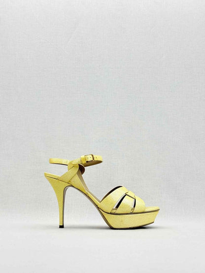 Pre - loved YVES SAINT LAURENT Gold Size EU 39.5 Heeled Sandals at Reems Closet