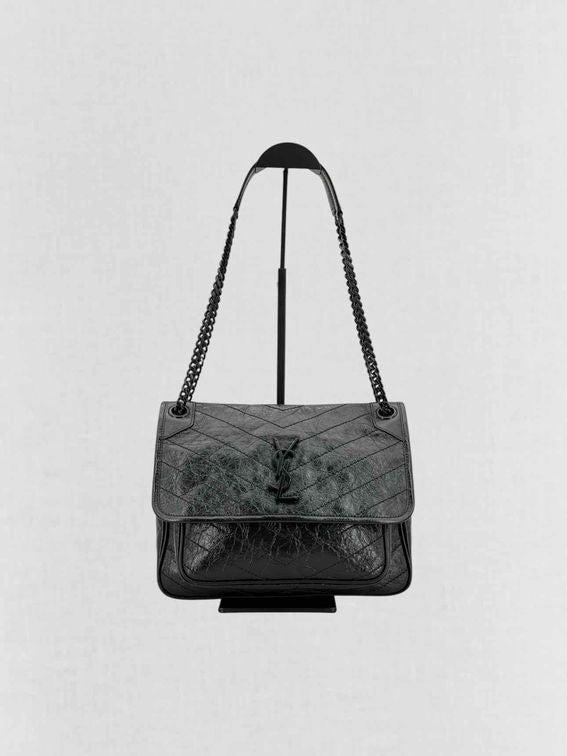 Pre - loved YVES SAINT LAURENT Niki Black Shoulder Bag at Reems Closet