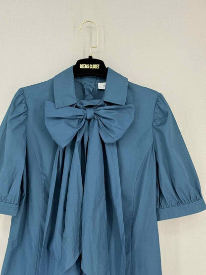 Pre-loved YVES SAINT LAURENT Pale Blue Size US 6 Blouse at Reems Closet