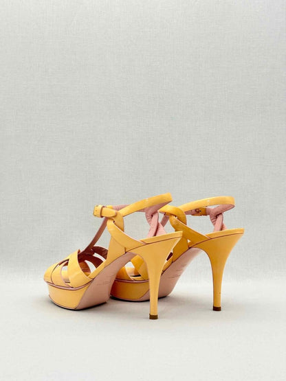 Pre - loved YVES SAINT LAURENT Yellow Size EU 40.5 Platform Sandals at Reems Closet