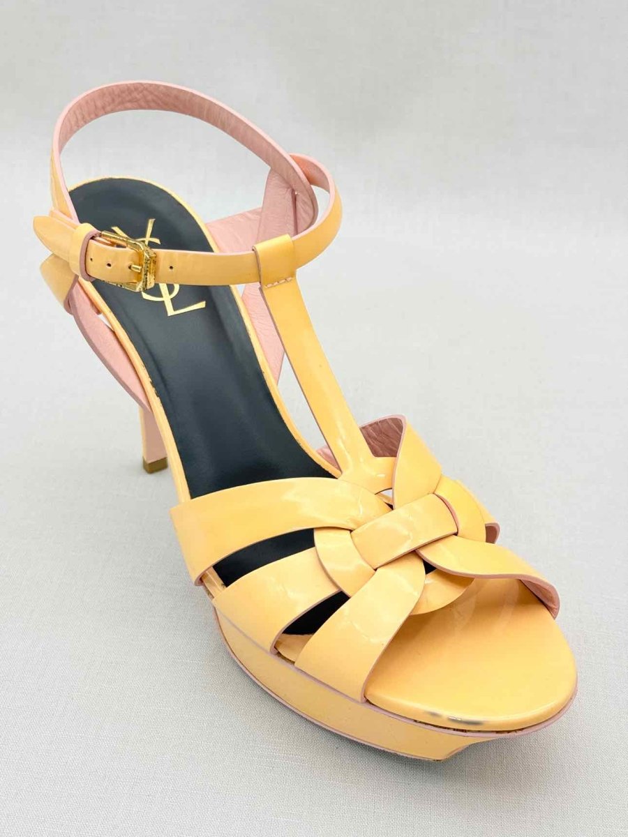 Pre - loved YVES SAINT LAURENT Yellow Size EU 40.5 Platform Sandals at Reems Closet