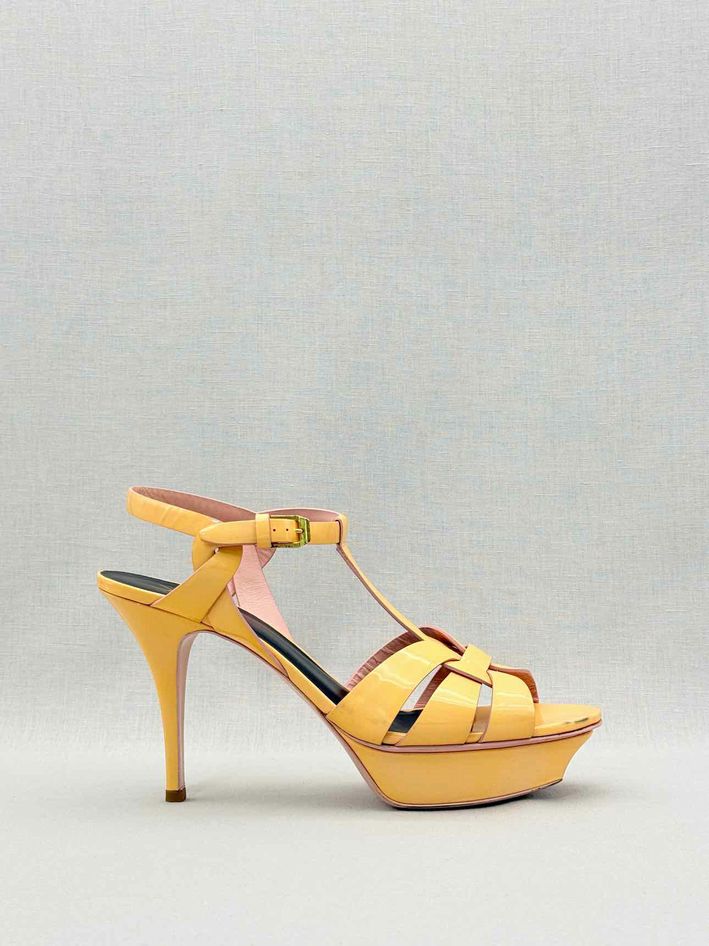 Pre - loved YVES SAINT LAURENT Yellow Size EU 40.5 Platform Sandals at Reems Closet