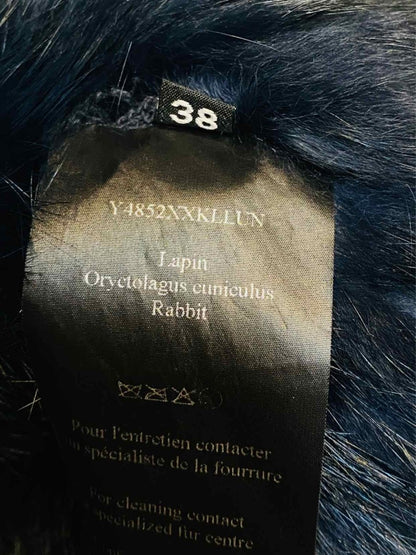 Pre - loved YVES SALOMON Asymmetric Midnight Blue Gilet at Reems Closet