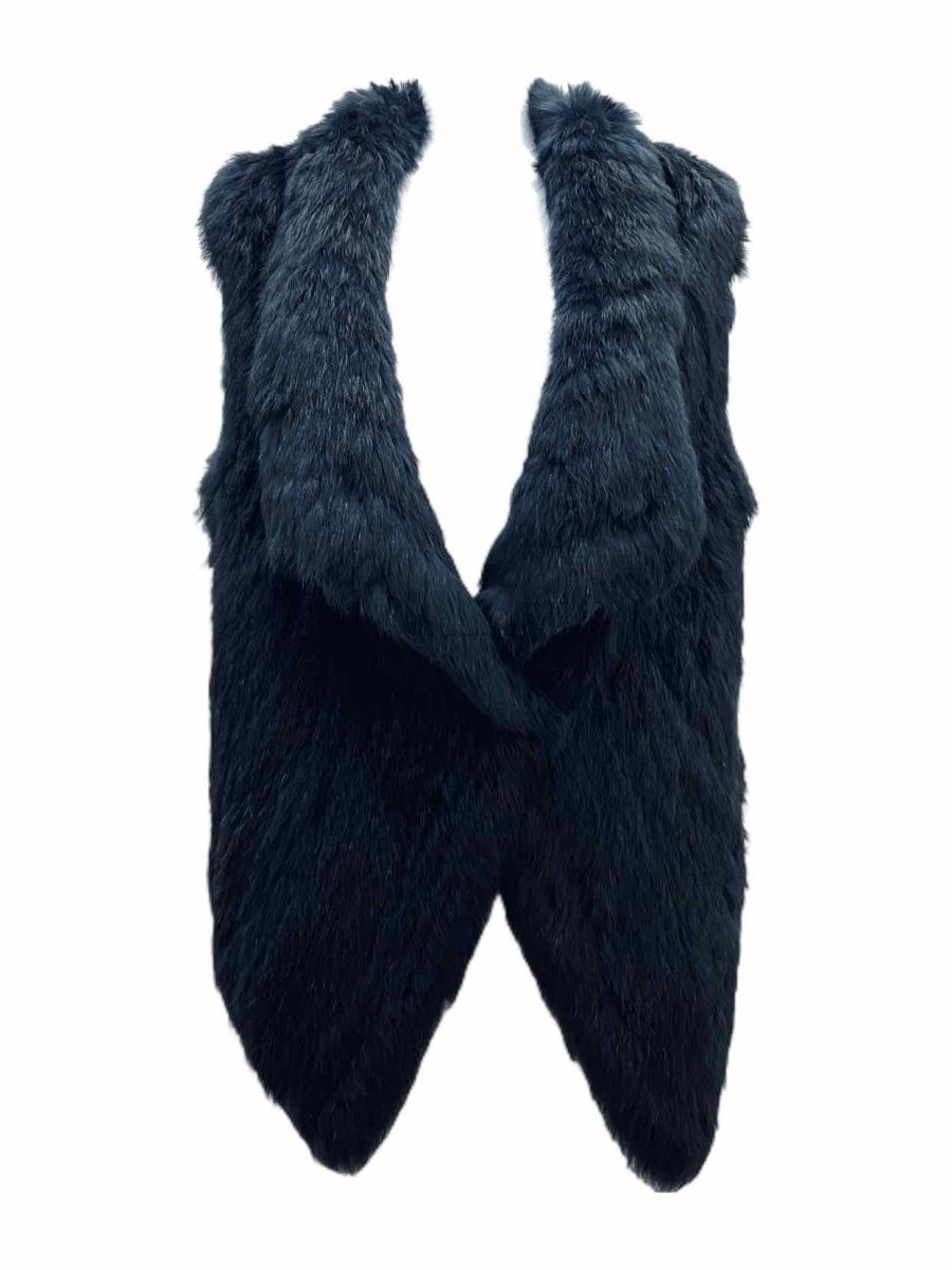 Pre - loved YVES SALOMON Asymmetric Midnight Blue Gilet at Reems Closet