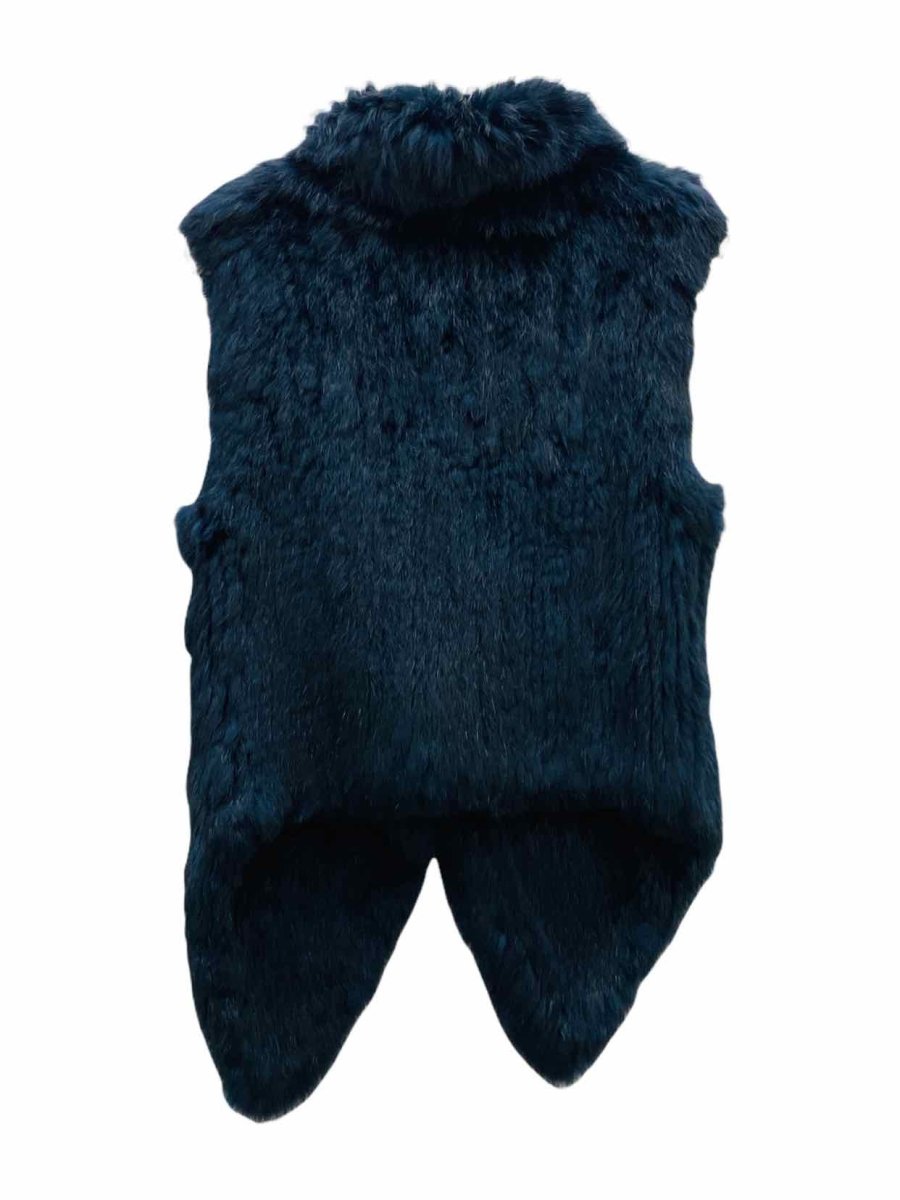 Pre - loved YVES SALOMON Asymmetric Midnight Blue Gilet at Reems Closet