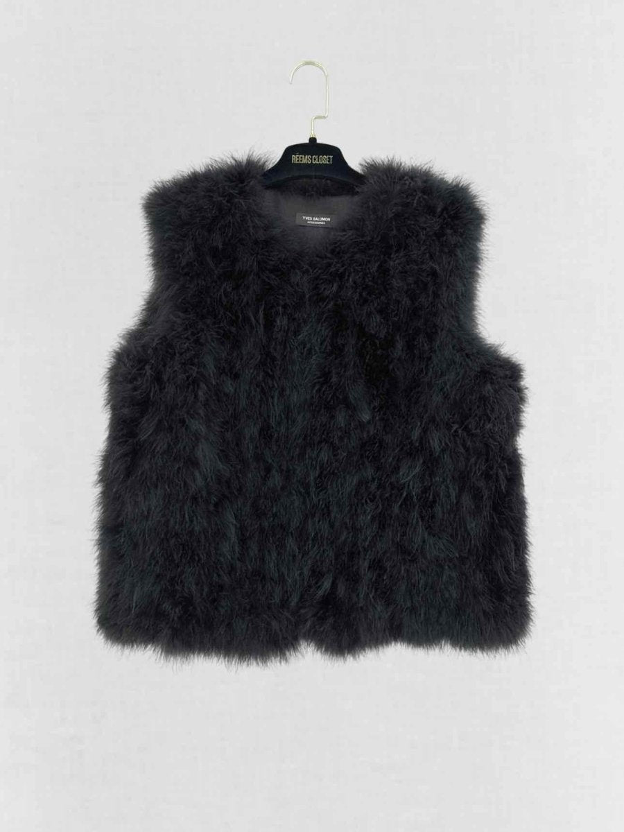 Pre - loved YVES SALOMON Black Size US 6 Gilet at Reems Closet