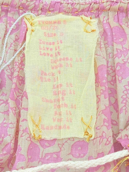 Pre - loved YVONNE S Biege & Pink Printed Size Small Long Dress at Reems Closet