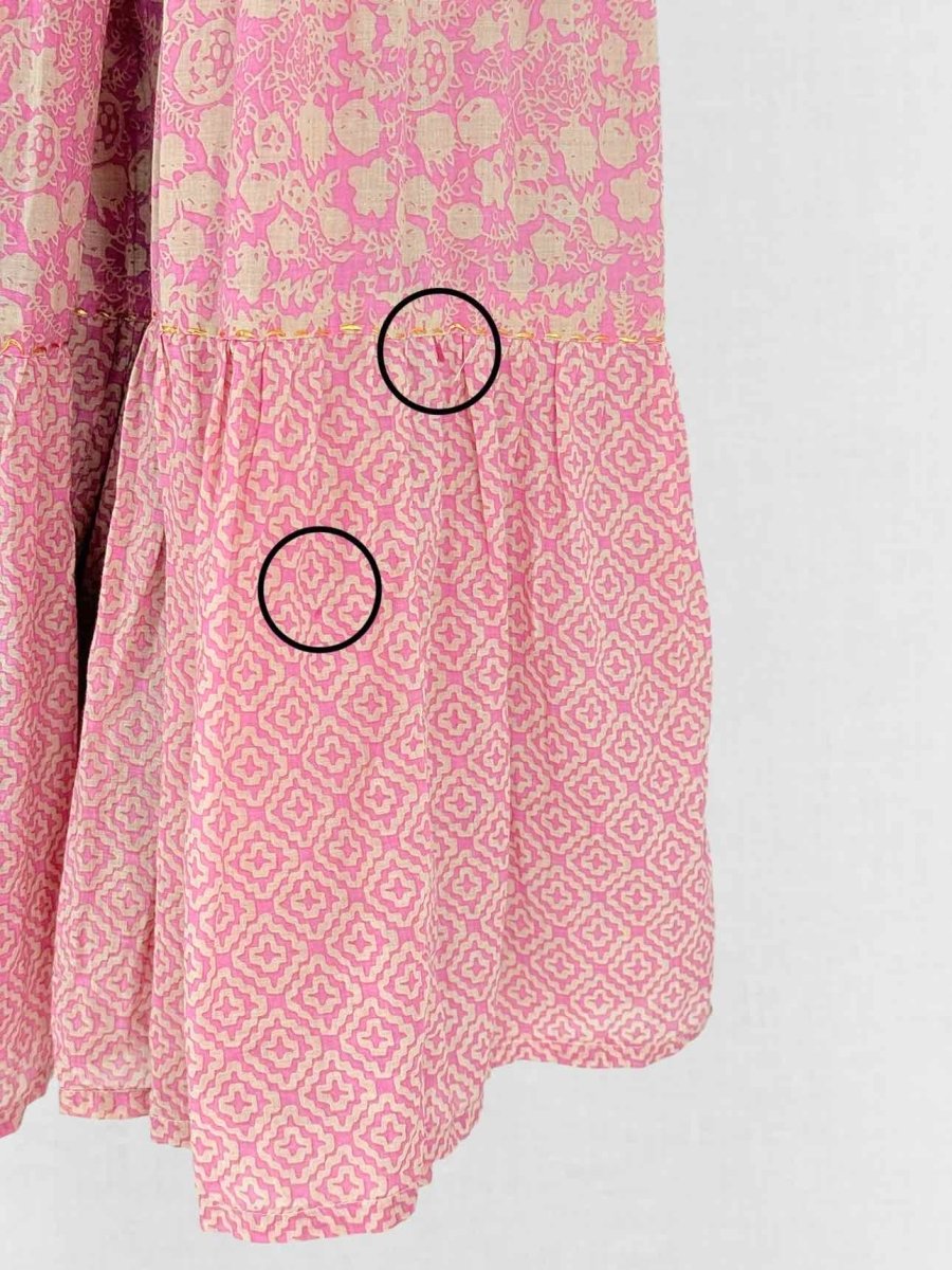 Pre - loved YVONNE S Biege & Pink Printed Size Small Long Dress at Reems Closet