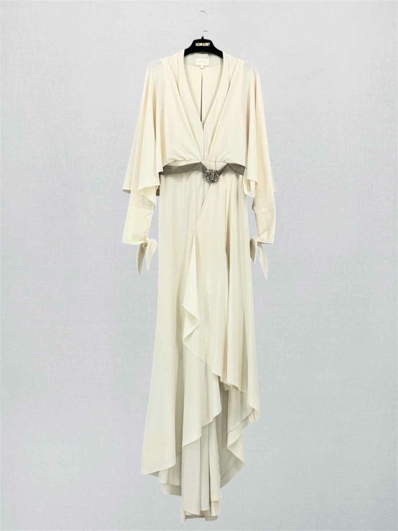 Pre-loved ZAC POSEN Cream Size US 4 Long Dress at Reems Closet