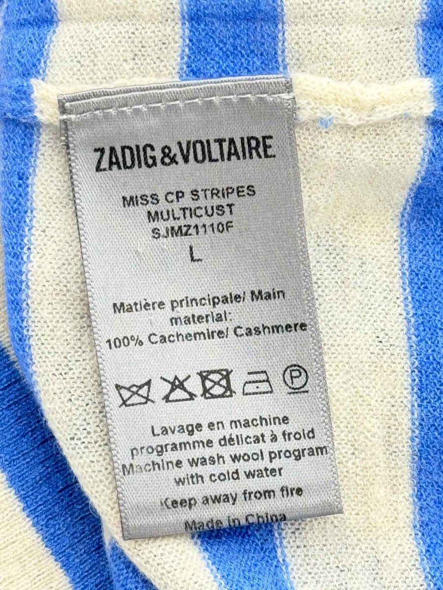 Pre - loved ZADIG & VOLTAIRE Blue & Beige Striped Size Large Jumper at Reems Closet