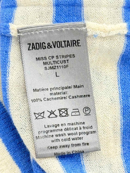 Pre - loved ZADIG & VOLTAIRE Blue & Beige Striped Size Large Jumper at Reems Closet
