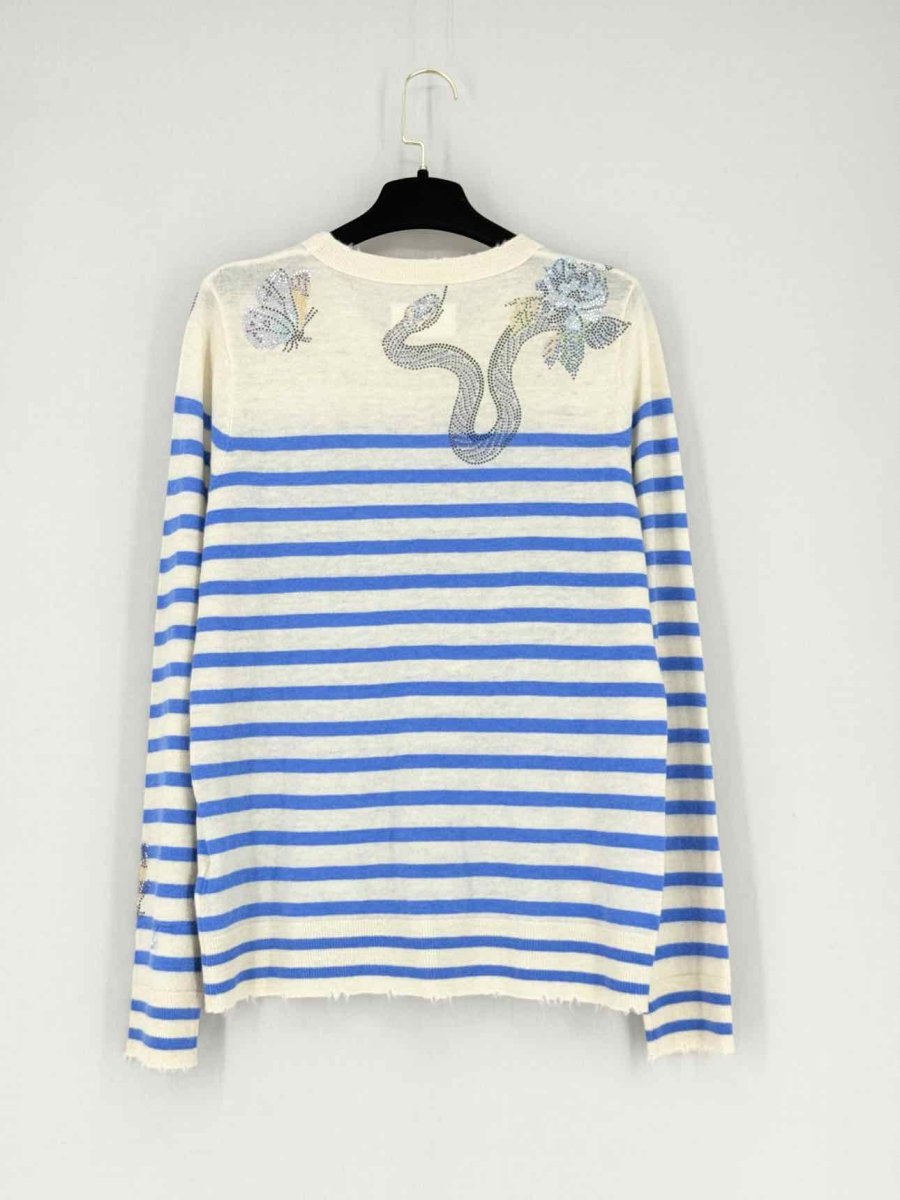 Pre - loved ZADIG & VOLTAIRE Blue & Beige Striped Size Large Jumper at Reems Closet