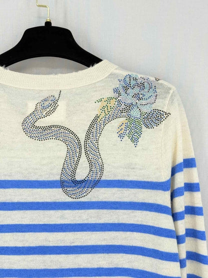 Pre - loved ZADIG & VOLTAIRE Blue & Beige Striped Size Large Jumper at Reems Closet