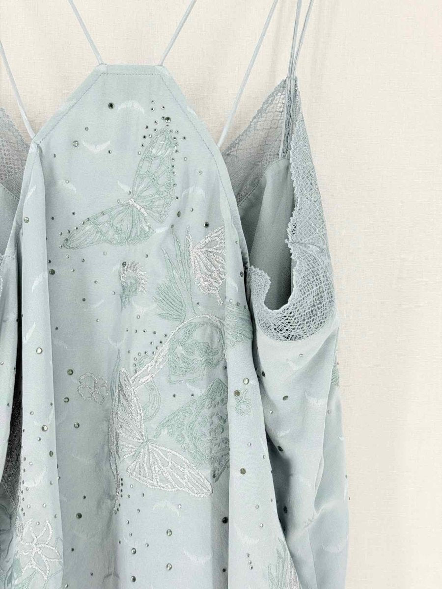 Pre - loved ZADIG & VOLTAIRE Blue Embroidered Size Large Camisole at Reems Closet