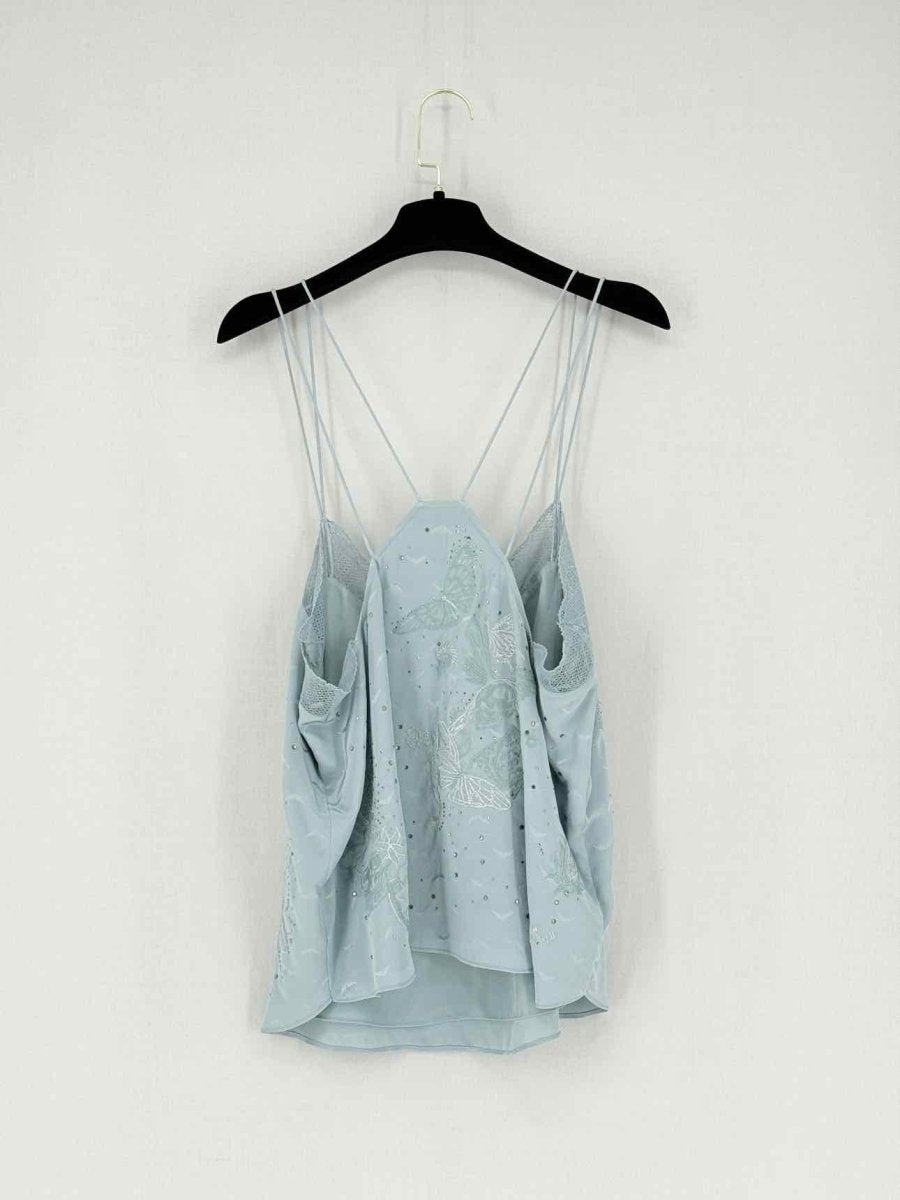 Pre - loved ZADIG & VOLTAIRE Blue Embroidered Size Large Camisole at Reems Closet