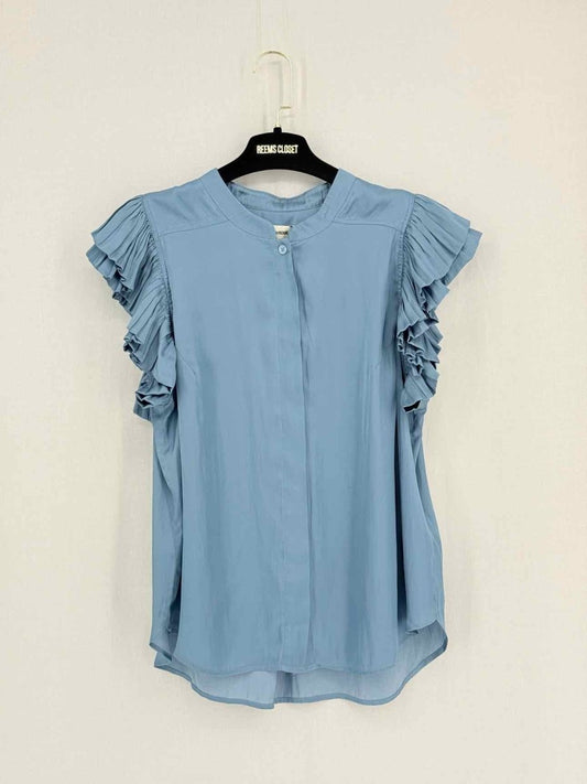 Pre - loved ZADIG & VOLTAIRE Blue Frilled Size Large Top at Reems Closet