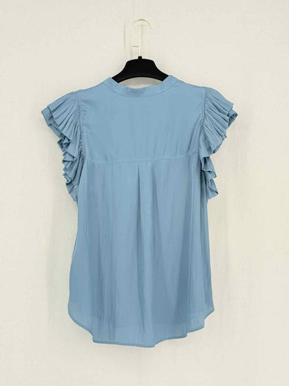 Pre - loved ZADIG & VOLTAIRE Blue Frilled Size Large Top at Reems Closet