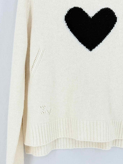 Pre - loved ZADIG & VOLTAIRE Cream Heart Print Size Large Jumper at Reems Closet