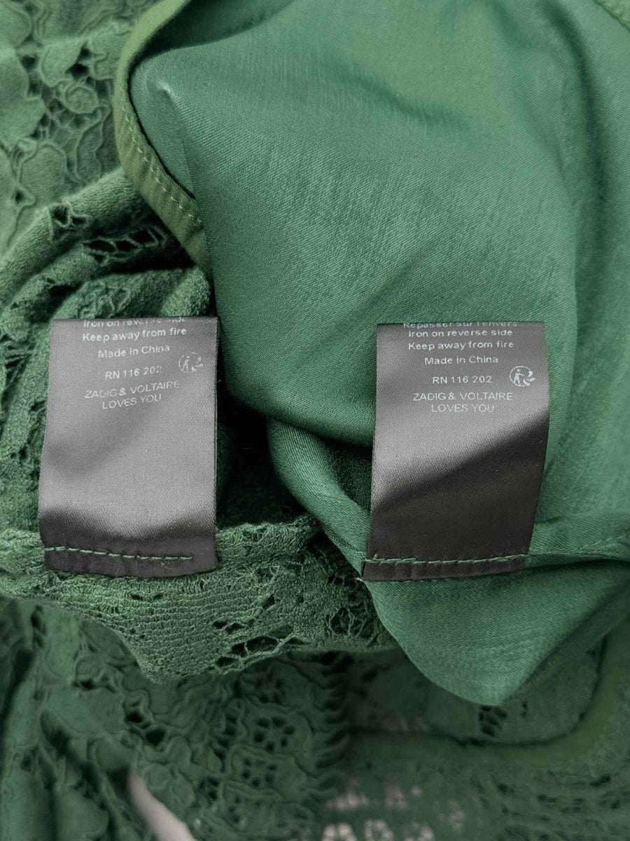 Pre - loved ZADIG & VOLTAIRE Green Lace Size US 10 Short Dress at Reems Closet