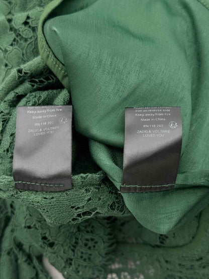Pre - loved ZADIG & VOLTAIRE Green Lace Size US 10 Short Dress at Reems Closet