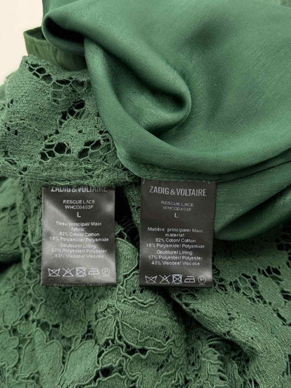 Pre - loved ZADIG & VOLTAIRE Green Lace Size US 10 Short Dress at Reems Closet