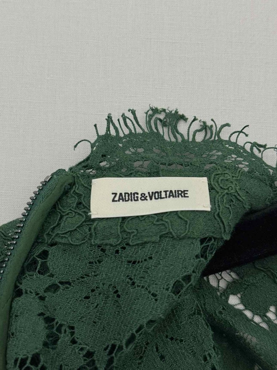 Pre - loved ZADIG & VOLTAIRE Green Lace Size US 10 Short Dress at Reems Closet