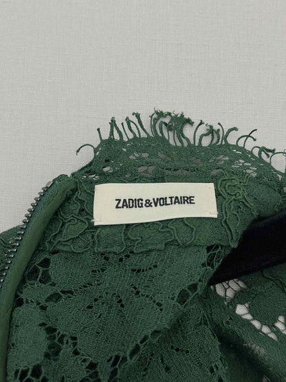 Pre - loved ZADIG & VOLTAIRE Green Lace Size US 10 Short Dress at Reems Closet
