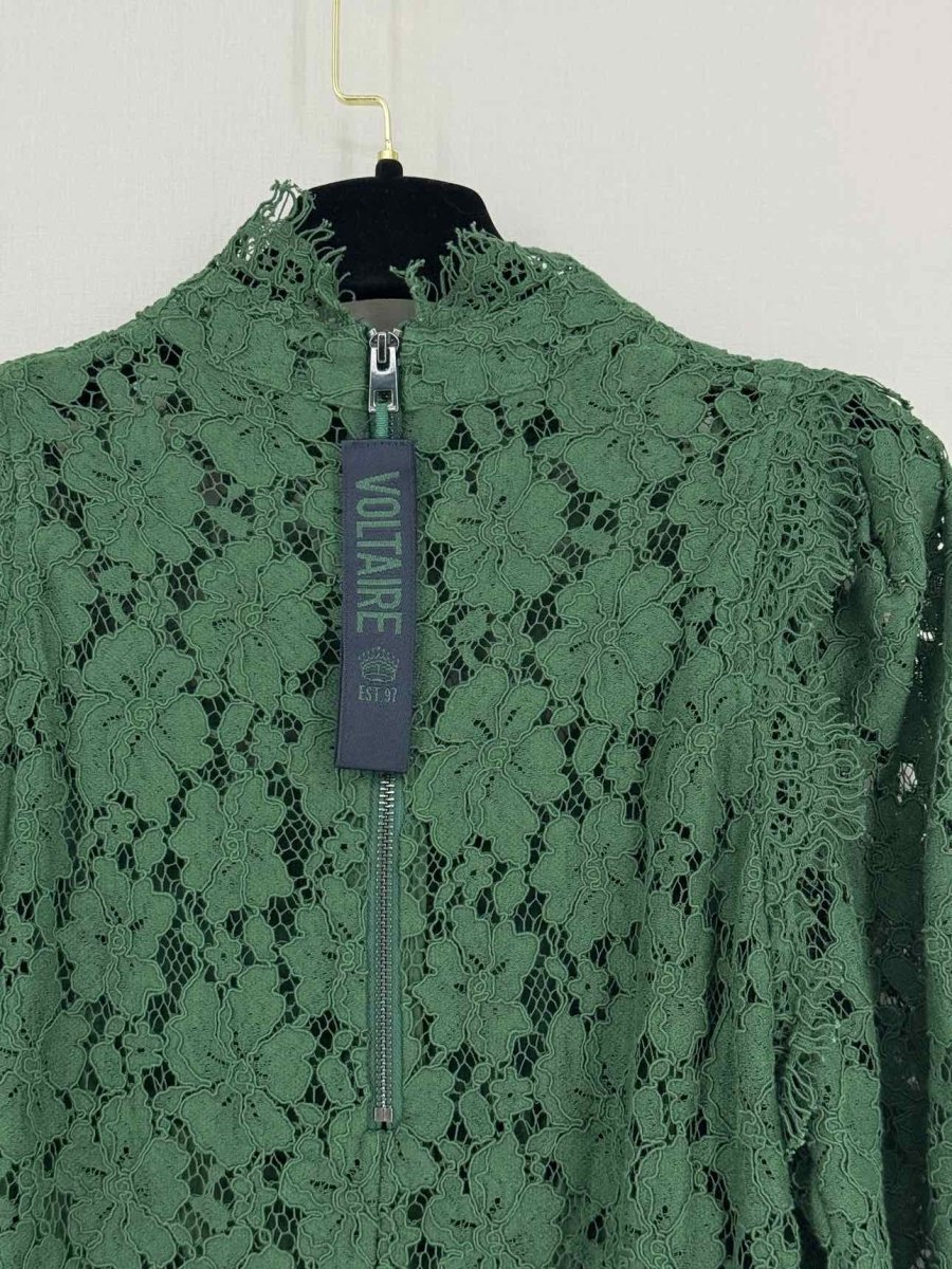 Pre - loved ZADIG & VOLTAIRE Green Lace Size US 10 Short Dress at Reems Closet