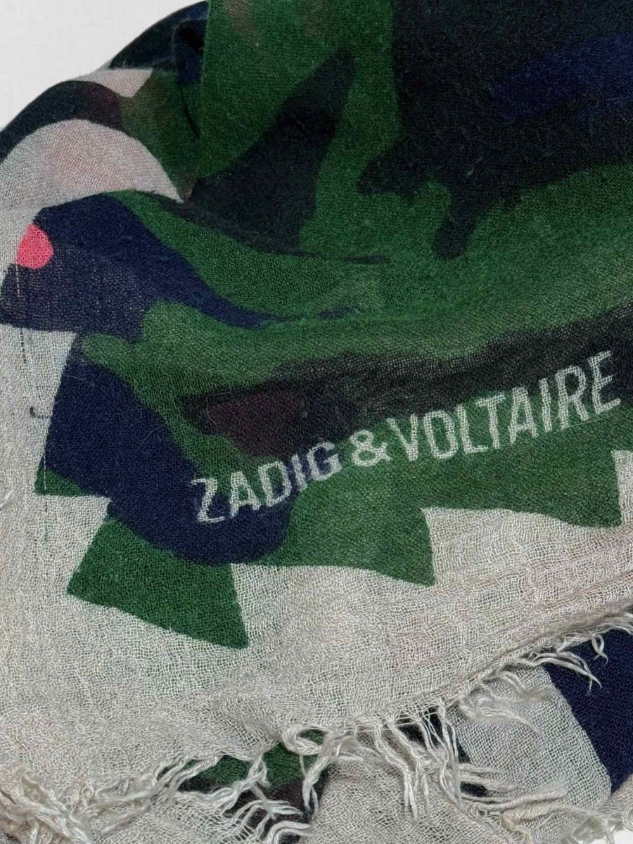 Pre - loved ZADIG & VOLTAIRE Green Multicolor Scarf at Reems Closet