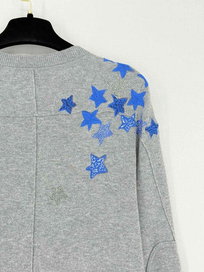 Pre - loved ZADIG & VOLTAIRE Grey Star Print Size Large Cardigan at Reems Closet