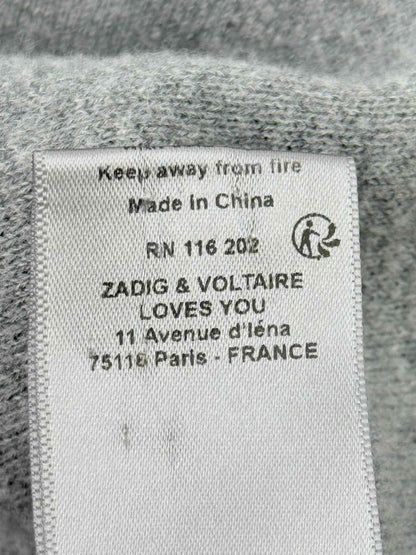 Pre - loved ZADIG & VOLTAIRE Grey Star Print Size Large Cardigan at Reems Closet