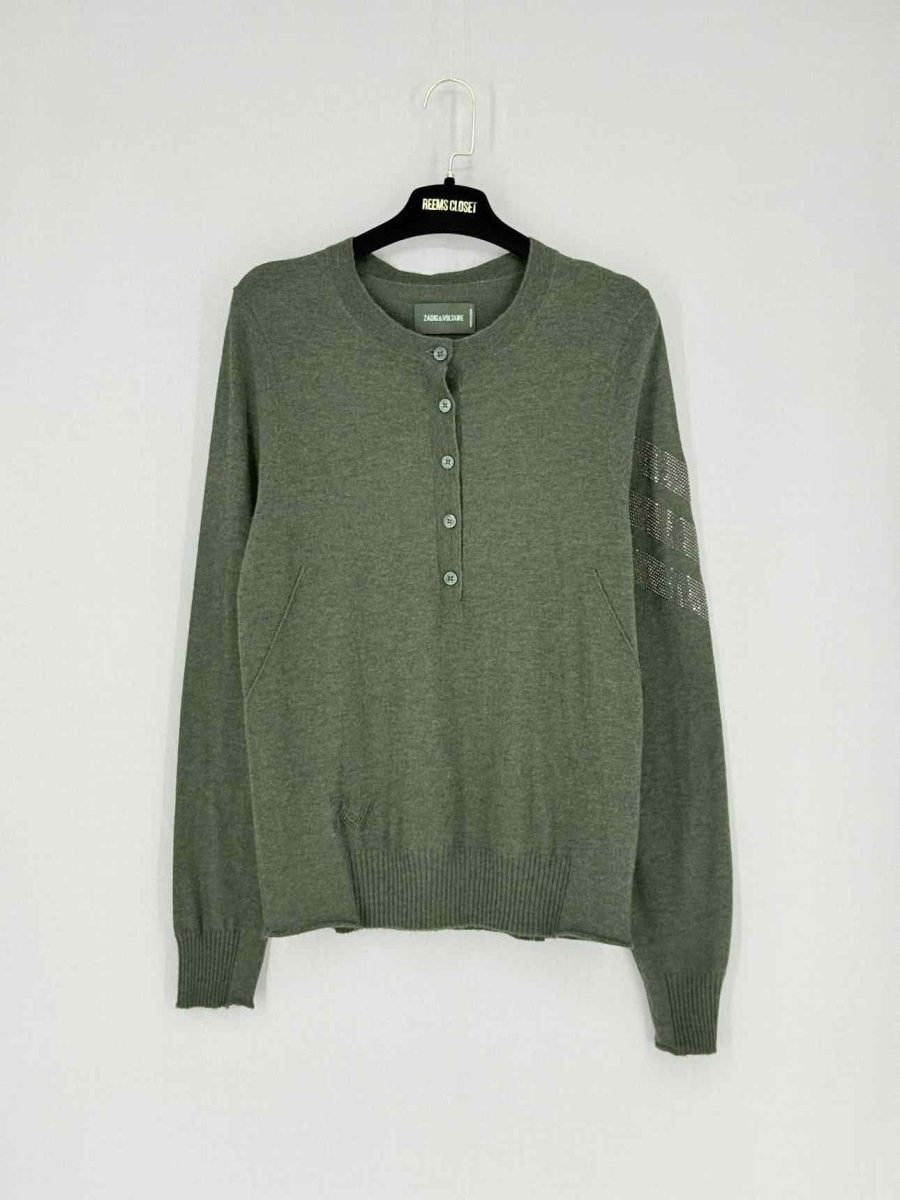 Pre - loved ZADIG & VOLTAIRE Monday Arrow Khaki Size Large Jumper at Reems Closet