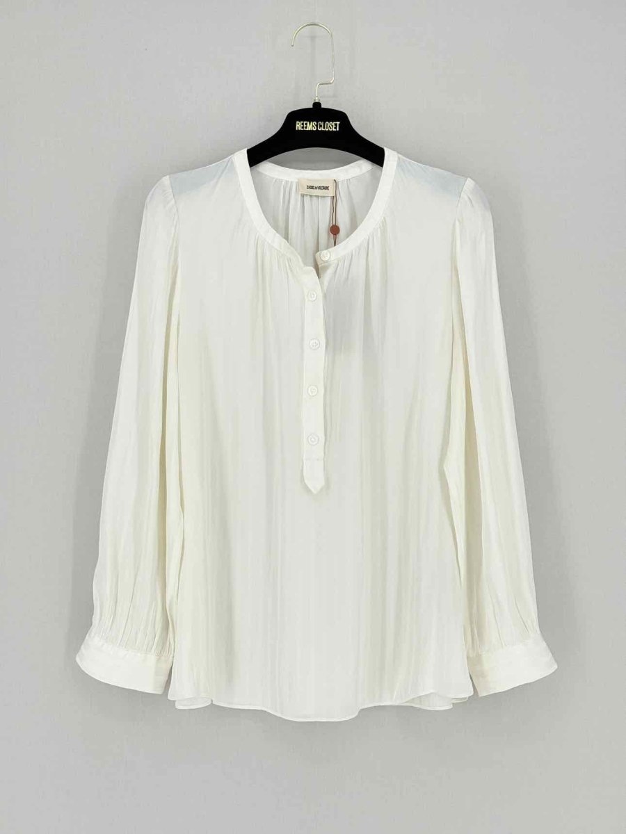 Pre - loved ZADIG & VOLTAIRE Off - white Striped Size Large Blouse at Reems Closet