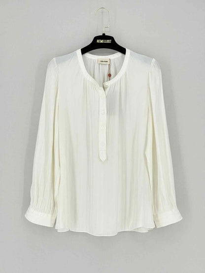 Pre - loved ZADIG & VOLTAIRE Off - white Striped Size Large Blouse at Reems Closet