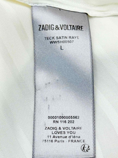 Pre - loved ZADIG & VOLTAIRE Off - white Striped Size Large Blouse at Reems Closet