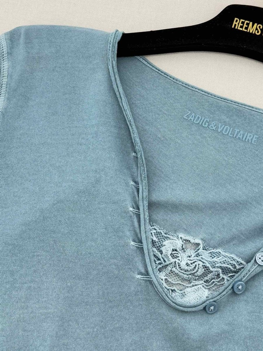Pre - loved ZADIG & VOLTAIRE Pale Blue Size Small Top at Reems Closet