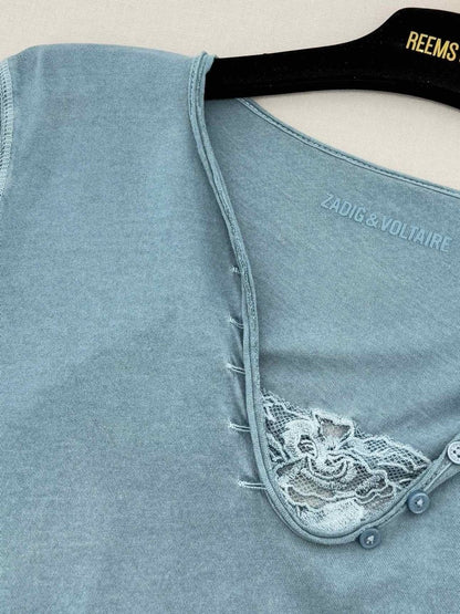 Pre - loved ZADIG & VOLTAIRE Pale Blue Size Small Top at Reems Closet