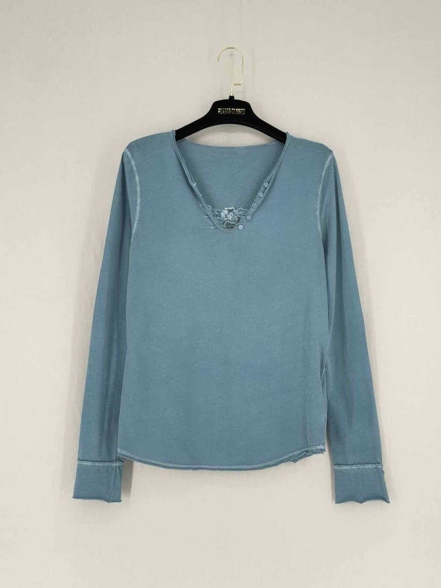 Pre - loved ZADIG & VOLTAIRE Pale Blue Size Small Top at Reems Closet