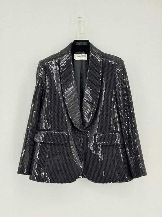Pre-loved ZADIG & VOLTAIRE Valdy Sequins Black Size US 6 Jacket at Reems Closet