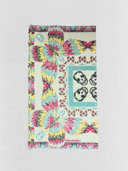 Pre - loved ZADIG & VOLTAIRE White Multicolor Scarf at Reems Closet