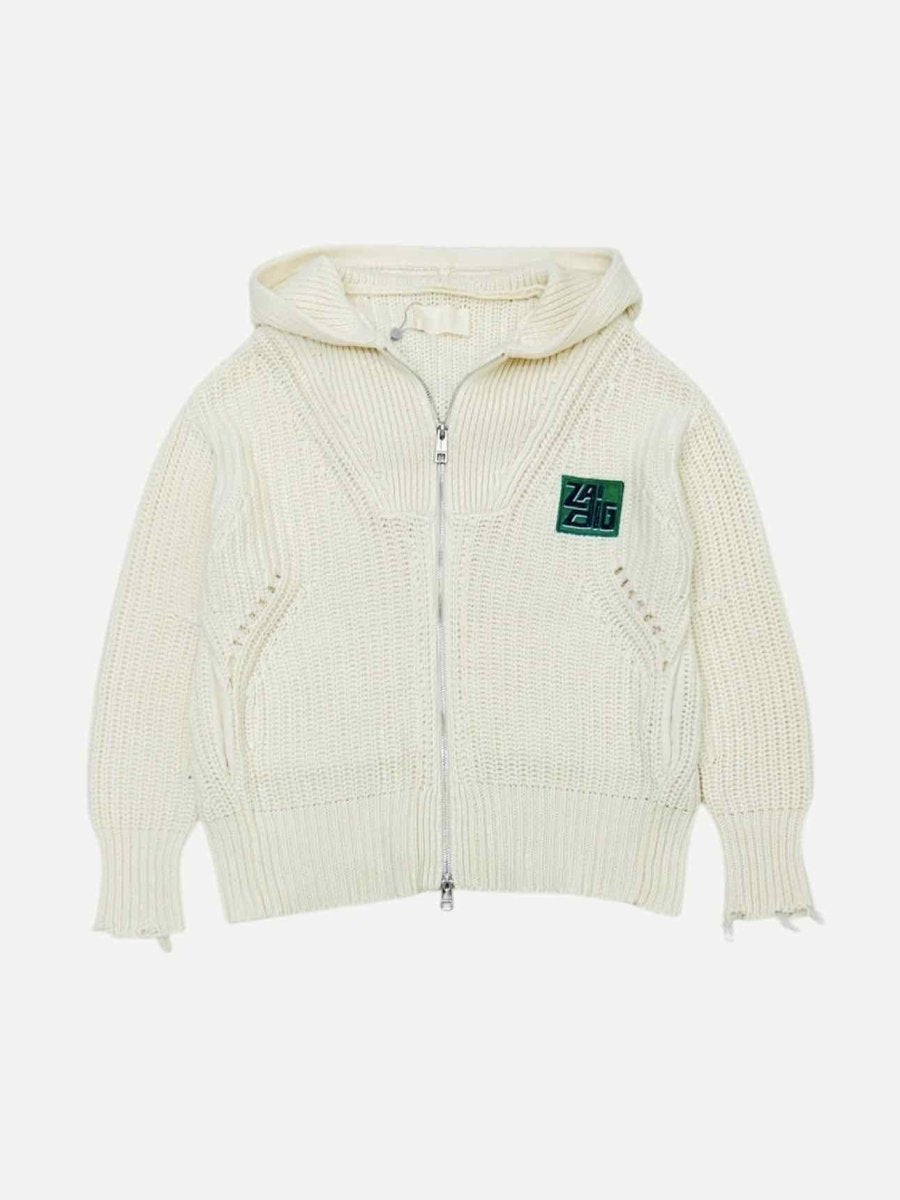 Pre - loved ZADIG&VOLTAIRE Hoodie Cream Cardigan at Reems Closet