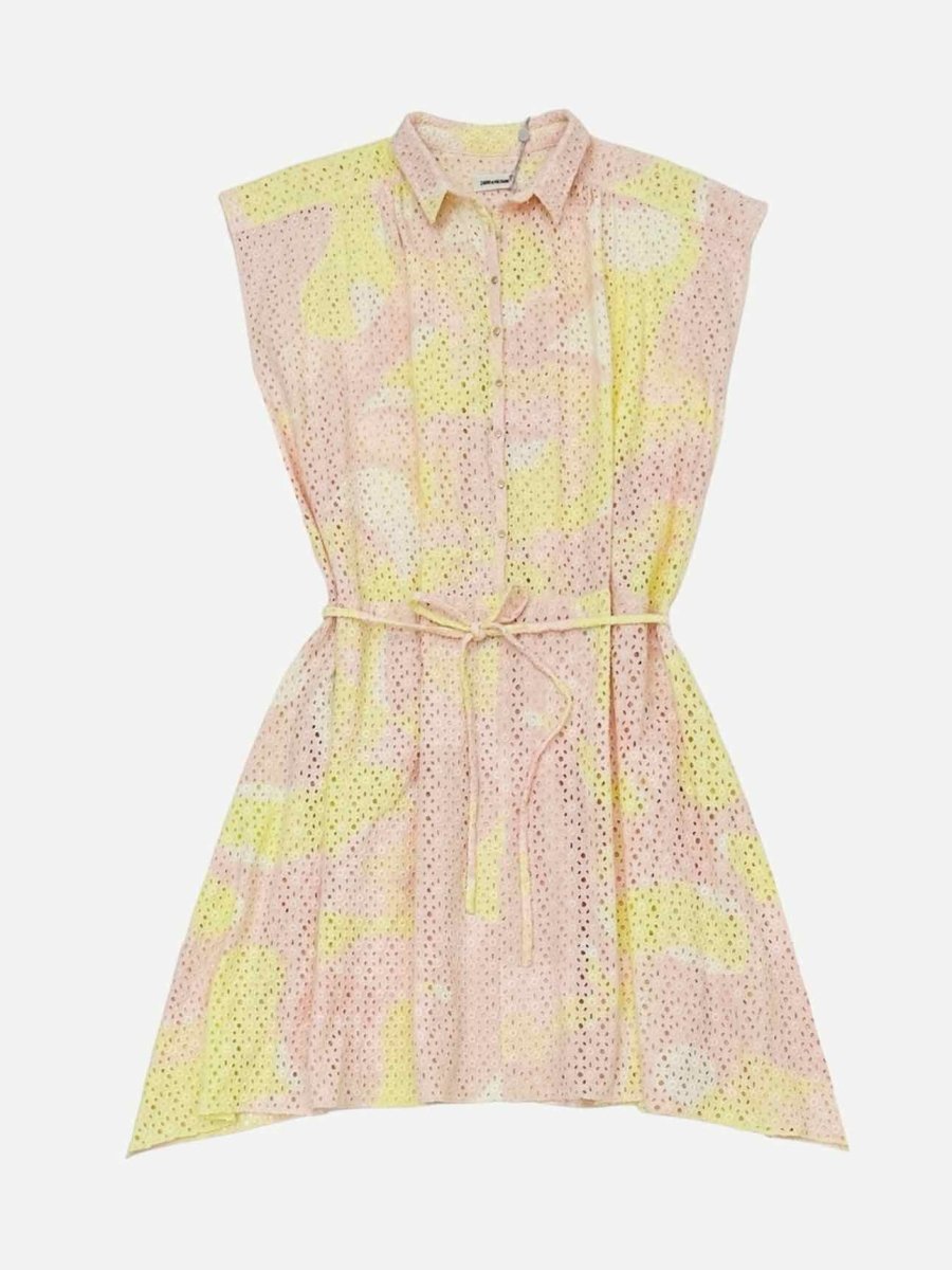 Pre - loved ZADIG&VOLTAIRE Requiem Camou Pink & Yellow Midi Dress at Reems Closet