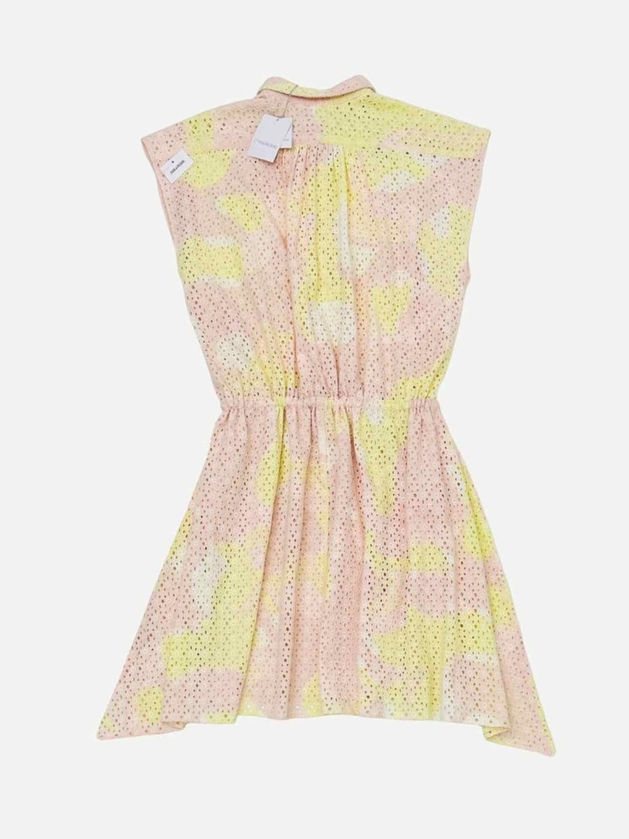 Pre - loved ZADIG&VOLTAIRE Requiem Camou Pink & Yellow Midi Dress at Reems Closet