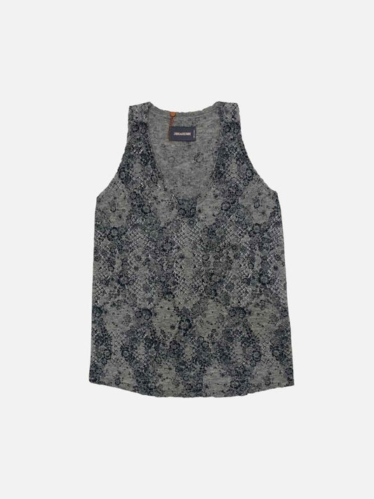 Pre - loved ZADIG&VOLTAIRE Sleeveless Grey Printed Top at Reems Closet