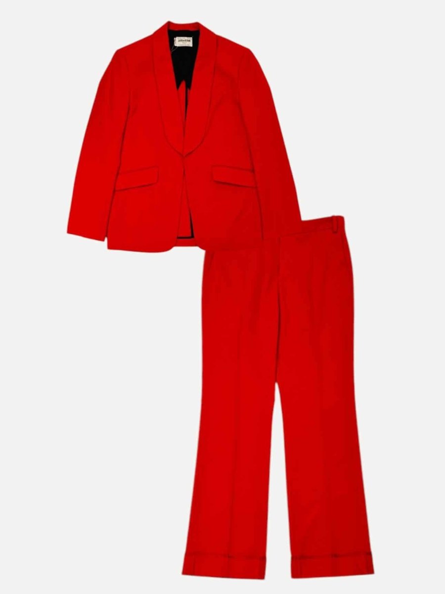 Pre - loved ZADIG&VOLTAIRE Tailored Red Jacket & Pants Outfit at Reems Closet