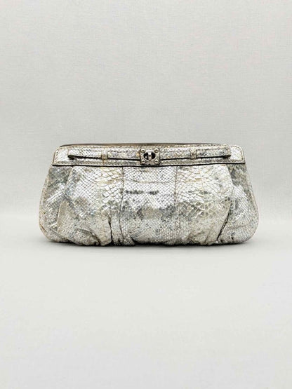Pre - loved ZAGLIANI Metallic Silver Clutch at Reems Closet