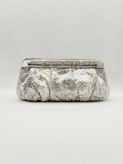 Pre - loved ZAGLIANI Metallic Silver Clutch at Reems Closet