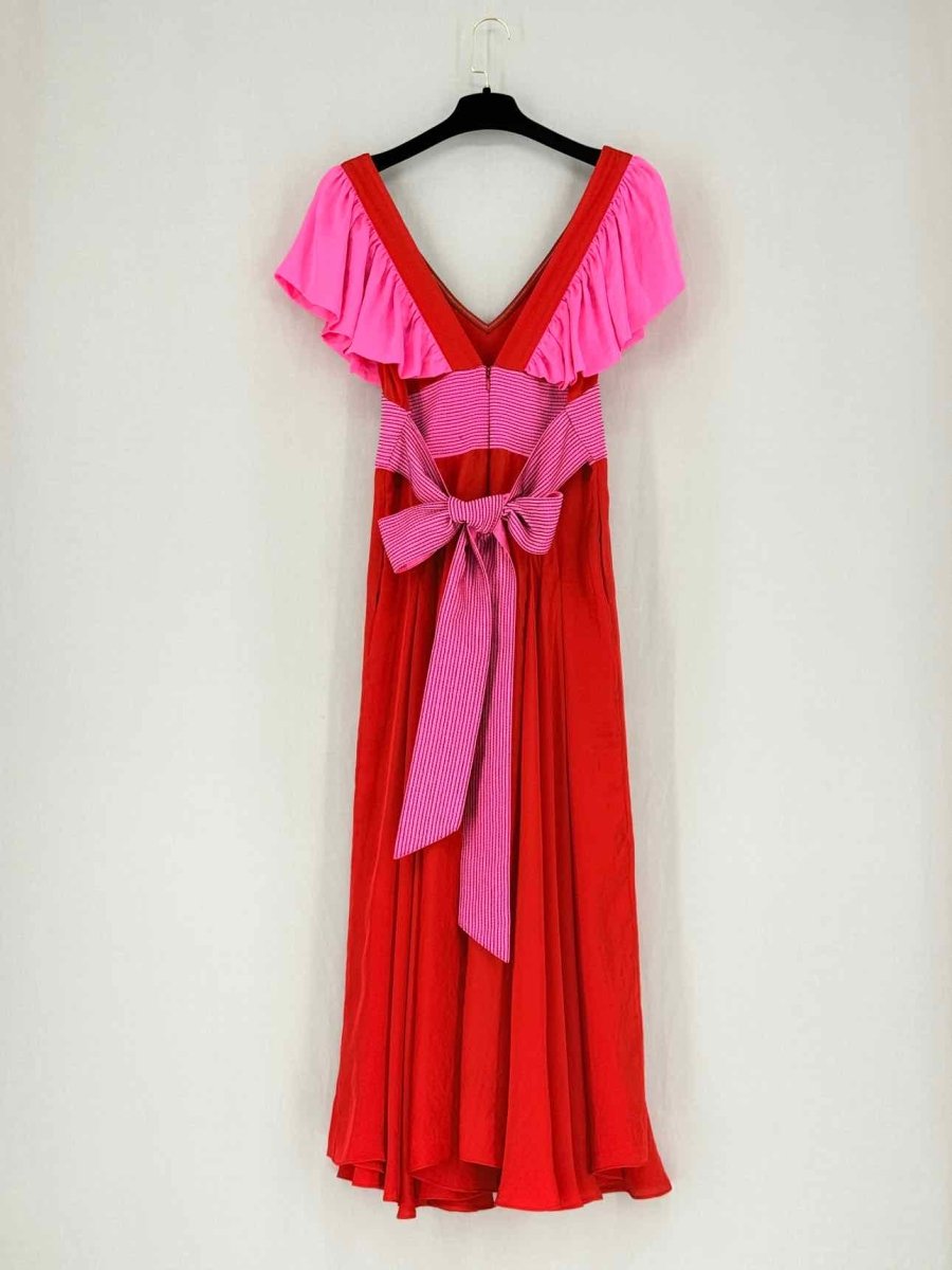 Pre - loved ZAYAN THE LABEL Red & Pink Size US 6 Midi Dress at Reems Closet