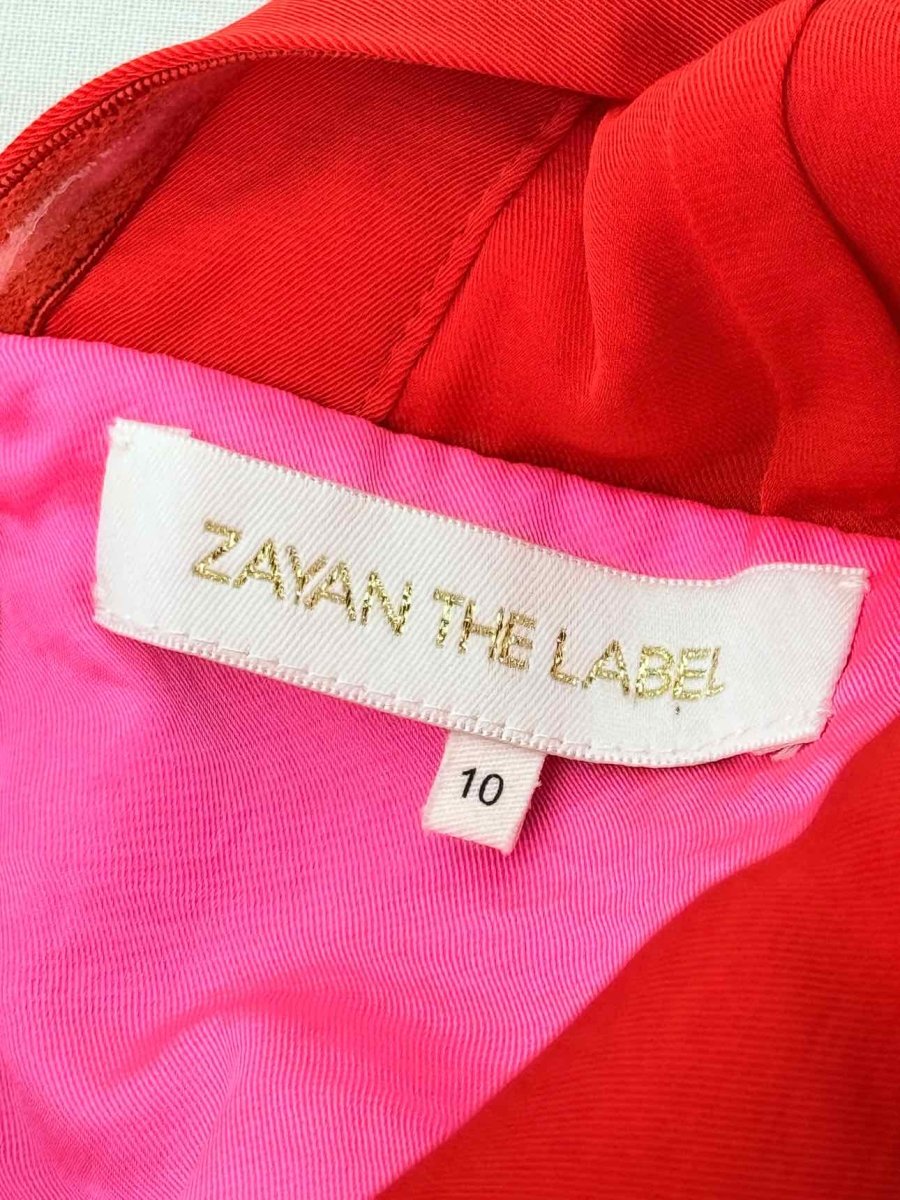 Pre - loved ZAYAN THE LABEL Red & Pink Size US 6 Midi Dress at Reems Closet