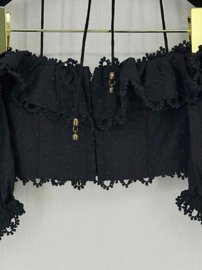 Pre - loved ZIMMERMANN Alia Black Ruffled Size US 0 Outfit Set at Reems Closet